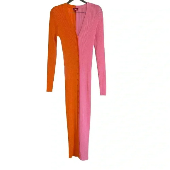 Staud Shoko Sweater Dress Orange Pink Size Medium - Picture 5 of 16